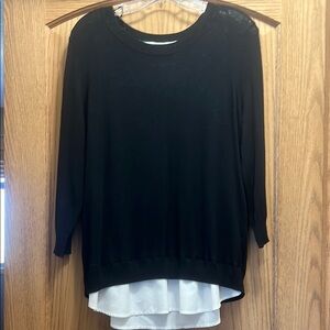 Susina Black and White Layered Blouse